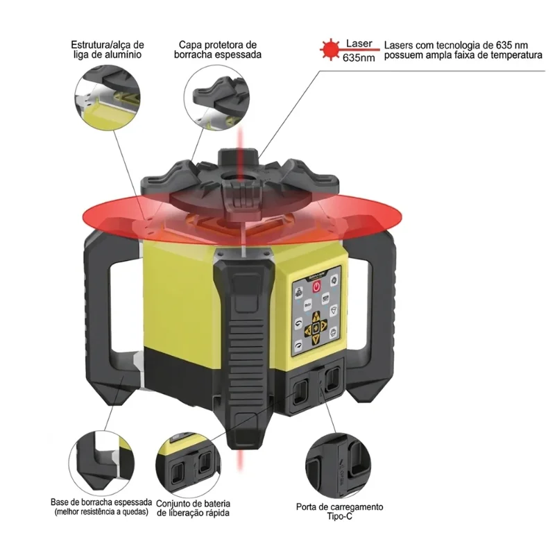 1327-super-combo-kit-nivel-a-laser-rotativo-vermelho-krl840r-com-tripe-e-mira-operacoes-profissionais